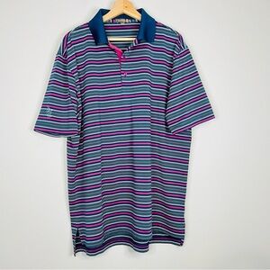 Peter Millar Blue/Pink Stripped Summer Comfort Polo M